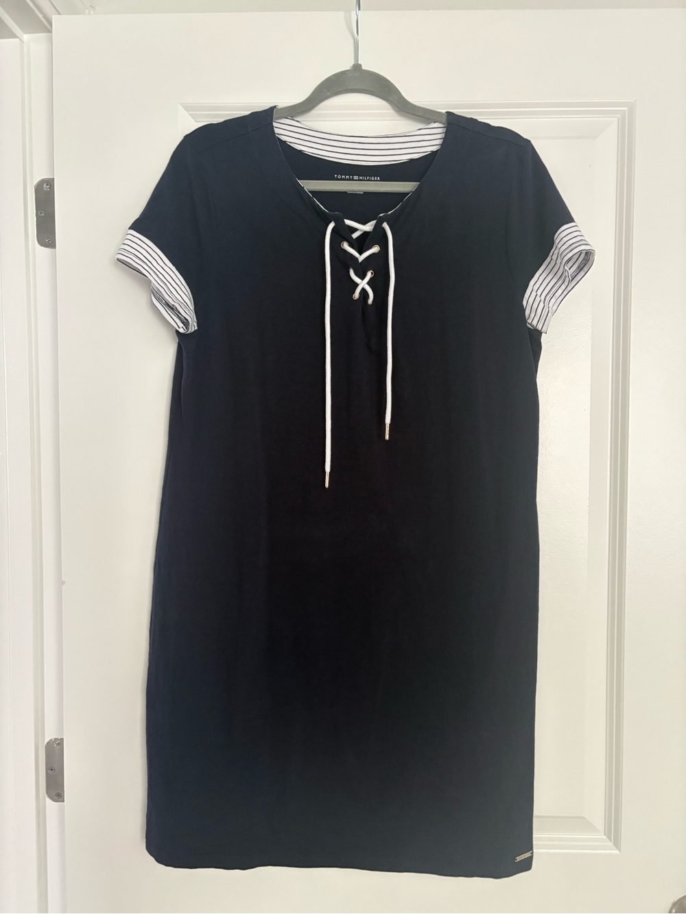 Tommy Hilfiger Navy Cotton Dress with White Accents